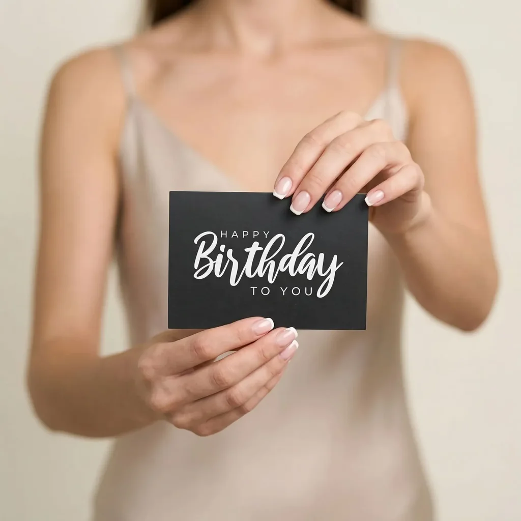 Greeting card "Happy Birthday to you" black